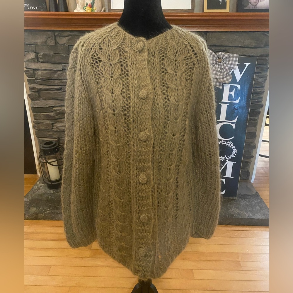 Vintage Italian Hand Knitted Wool/Mohair Cardigan Sweater
